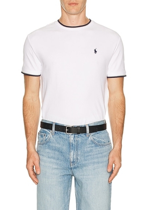 Polo Ralph Lauren Short Sleeve Stretch Mesh Crewneck Tee W Tipping Collar in White - White. Size L (also in M, S, XL/1X, XXL/2X).