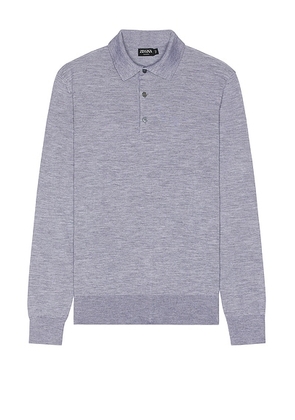 Zegna Casheta Long Sleeve Polo in Grey - Grey. Size 50 (also in 46, 52).