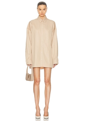 WARDROBE.NYC Drill Shirt Mini Dress in Khaki - Beige. Size M (also in ).