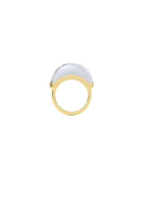 Wyld Box Luna Mini Ring in 18k Yellow Gold & White Gold - Metallic Gold. Size 7 (also in 5, 6, 8).