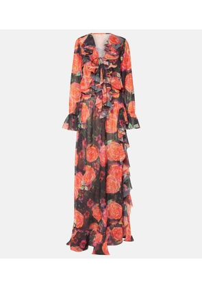 Bananhot Bellen ruffled floral maxi dress