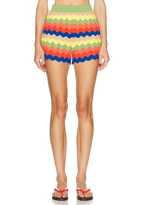 SIMONMILLER Marzo Wave Short in Tropical Wave - Green, Beige. Size L (also in XS, S, M).
