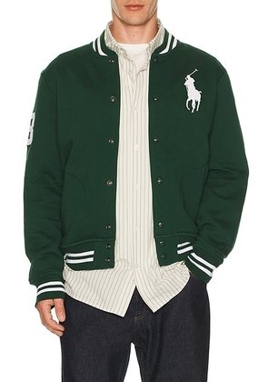 Polo Ralph Lauren Fleece Big Pony Baseball Jacket in Vintage Pine - Dark Green. Size L (also in M, S, XL/1X).