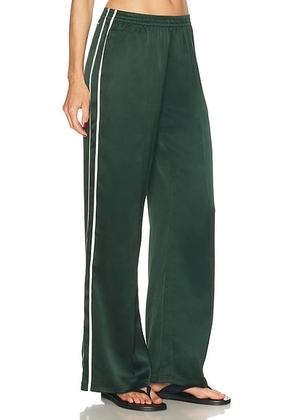THE UPSIDE Marnie Silk Track Pant in Jungle Green - Dark Green. Size L (also in XS, S, M).