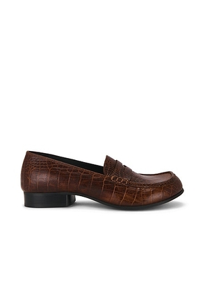PHILEO 079 Crocodile Moccasin in Mud Brown - Brown. Size 42 (also in 41, 43, 44, 45).