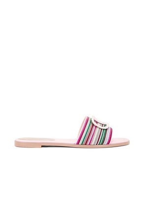 Valentino Garavani V Logo Signature Slide in Bajadera & Rosa Boreale - Pink. Size 36.5 (also in 41).