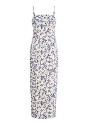 Posse Rue Baroque-Print Linen-Silk Midi Dress - Moda Operandi