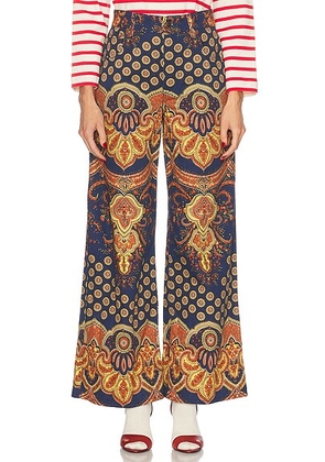 Valentino Paisley Imaginaire Pant in Indaco  Arancio  & Giallo - Brown. Size 26 (also in 24).