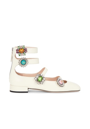 Valentino Garavani Preshoes Ballerina Flat in Ivory  Crystal  & Multicolor - Ivory. Size 37.5 (also in 36, 38.5, 41).