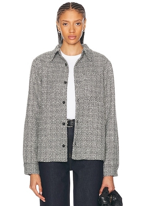 WAO Boucle Tweed Shirt Jacket in black & white - Black. Size M (also in L).