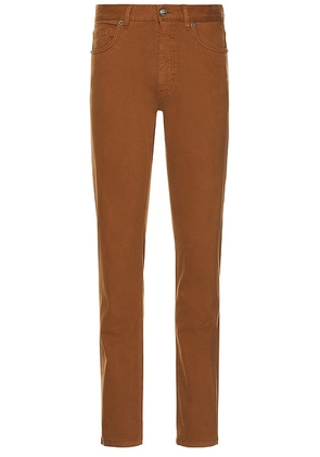 Zegna Stretch Gabardine Denim Jeans in Dark Foliage - Brown. Size 34 (also in ).