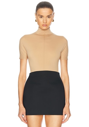 WARDROBE.NYC x Rosie Huntington-Whiteley RHW Short Sleeve Bodysuit in Sahara - Brown. Size M (also in S, XS).