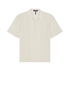 WAO Relaxed Stripe Short Sleeve Shirt in Off White - Cream. Size S (also in ).
