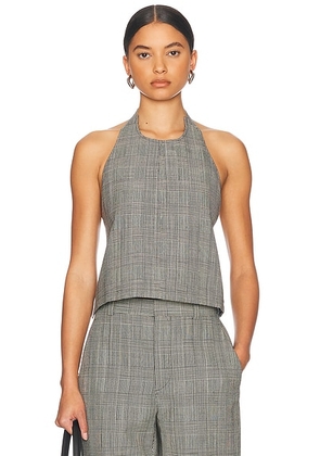 WARDROBE.NYC Backless Halter Top in Prince Of Wales - Grey. Size XL (also in M, S, XS).