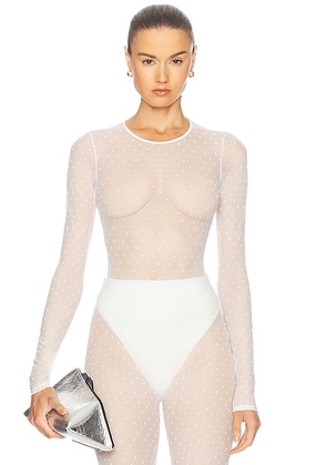 WARDROBE.NYC Polka Dot Bodysuit in White - White. Size M (also in L, S, XL, XS, XXS).