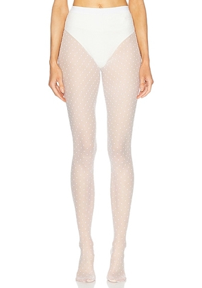 WARDROBE.NYC Polka Dot Tights in White - White. Size M (also in L, S, XL, XS).
