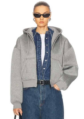 WARDROBE.NYC Bonded Zip Hoodie in Grey Marl - Grey. Size XL (also in L).