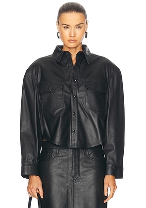 WARDROBE.NYC Leather Shirt Jacket in Black - Black. Size XL (also in L).
