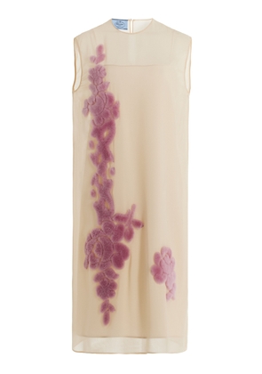 Prada Embroidered Georgette Midi Dress - Moda Operandi