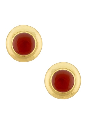 VALERE Briller Earrings in Red Jade & Gold - Metallic Gold. Size all.