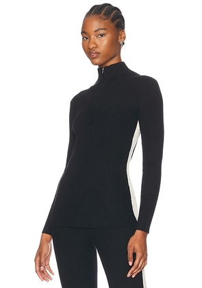 Varley Demi Half Zip Knit Top in Black - Black. Size S (also in L, M, XL).