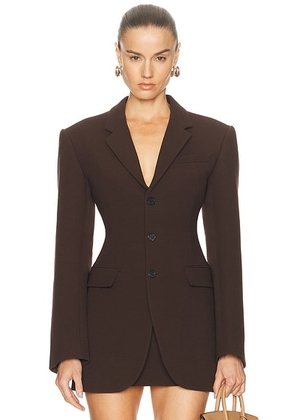 WARDROBE.NYC Longline Blazer in Dark Brown - Chocolate. Size L (also in M, S, XXS).