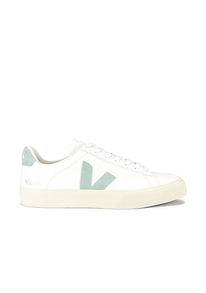 Veja Campo Sneaker in Extra White & Matcha - White. Size 46 (also in 42, 43, 44, 45).