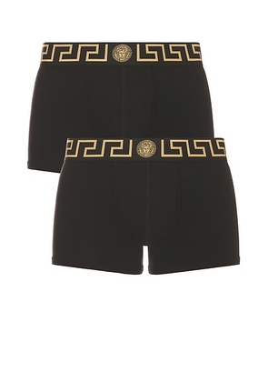 VERSACE Cotton Boxer Brief Two Pack in Black & Gold - Black. Size 4 (also in 3, 5, 6).