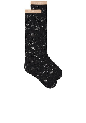 Valentino Rebrode Lace Sock in Nero - Black. Size S/M (also in L/XL).