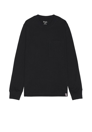 WAO The Long Sleeve Pocket Tee in Black - Black. Size M (also in S).