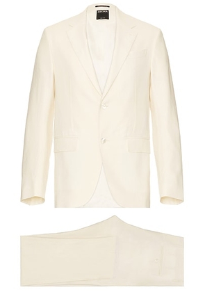 Zegna Oasi Lino Suit in White - White. Size 46 (also in 48).