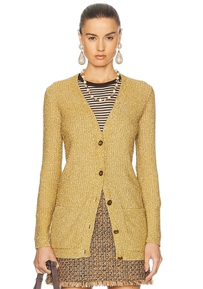 Valentino Lurex Cardigan in Gold - Metallic Gold. Size S (also in M, XS).