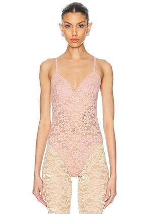 Wolford Lace Bodysuit in Powder Pink - Pink. Size M (also in XS, L).