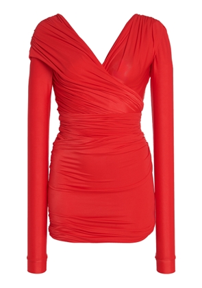 Balenciaga Ruched Jersey Mini Dress - Moda Operandi