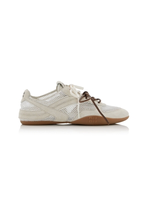 Miu Miu Suede-Trimmed Mesh Sneakers - Moda Operandi