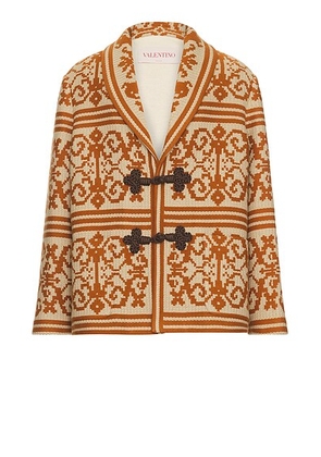 Valentino Shawl Jacket in Brown & Latte - Brown. Size 50 (also in 52).
