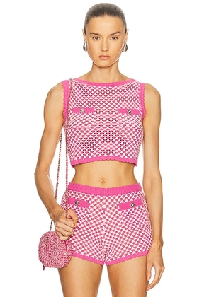 VERSACE Cropped Tank Top in Eggshell & Guava - Pink. Size 38 (also in 42).