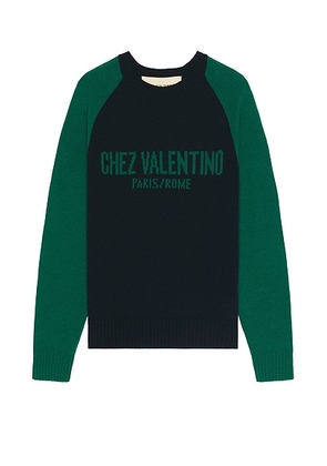 Valentino Sweater in Ultramarine Dark Blue & Darkwood - Navy,Green. Size M (also in L, S, XL/1X).