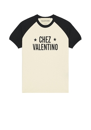 Valentino T-Shirt in Burro & Nero - Beige. Size M (also in L, S, XL/1X).