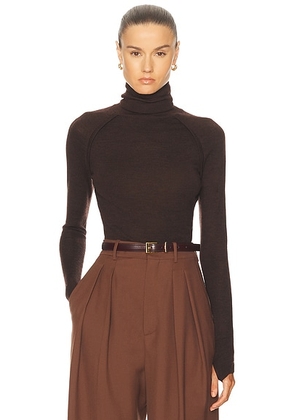 Victoria Beckham Turtleneck Top in Dark Chocolate - Chocolate. Size L (also in ).