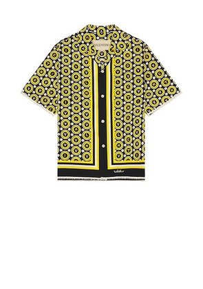 Valentino Bowling Shirt in Black & Yellow - Yellow. Size 48 (also in 46, 50, 52).