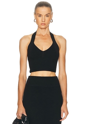 WARDROBE.NYC Knit Halter Top in Black - Black. Size M (also in L, XL).