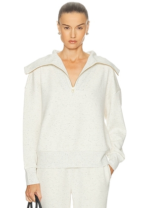 Varley Catherine Half Zip Sweatshirt in Ivory Marl Fleck - Ivory. Size XS (also in ).