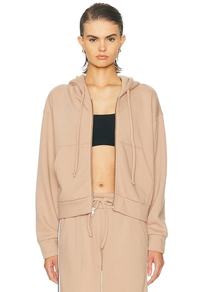 YEAR OF OURS Locker Room Zip Up Hoodie in Taupe & Black - Taupe. Size XS (also in M).