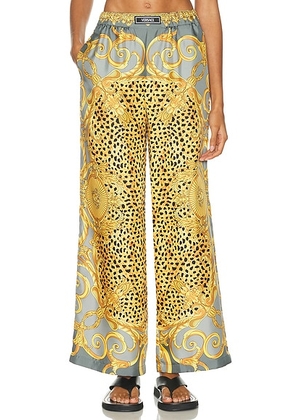 VERSACE Wide Leg Pant in Light Grey & Elephant Grey - Yellow,Grey. Size 38 (also in 36, 40, 42).