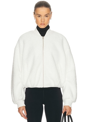 YEAR OF OURS Sherpa Bomber Jacket in Cream - Cream. Size M (also in L, S, XS).