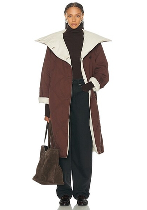 Varley Annalise Reversible Wrap Coat in Deep Mahogany & Birch - Chocolate. Size M (also in L, S, XS).