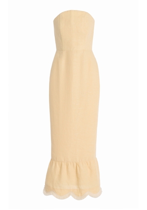 Posse Essie Strapless Fringed Linen Maxi Dress - Moda Operandi