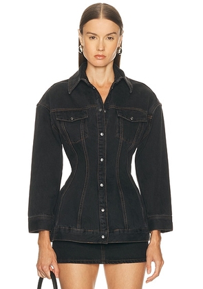 WARDROBE.NYC Denim Contour Jacket in Black - Black. Size M (also in L, S).