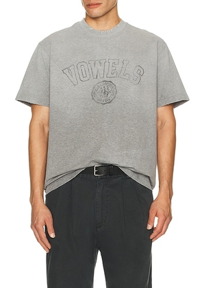 Vowels Faded Collegiate Tee in Grey Heather - Grey. Size 3 (also in 1, 4).